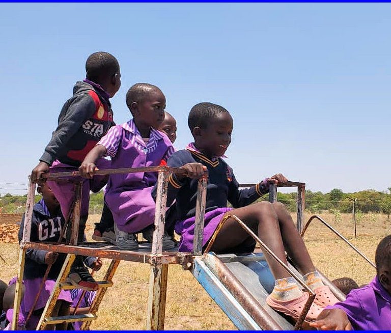 Children on a slide