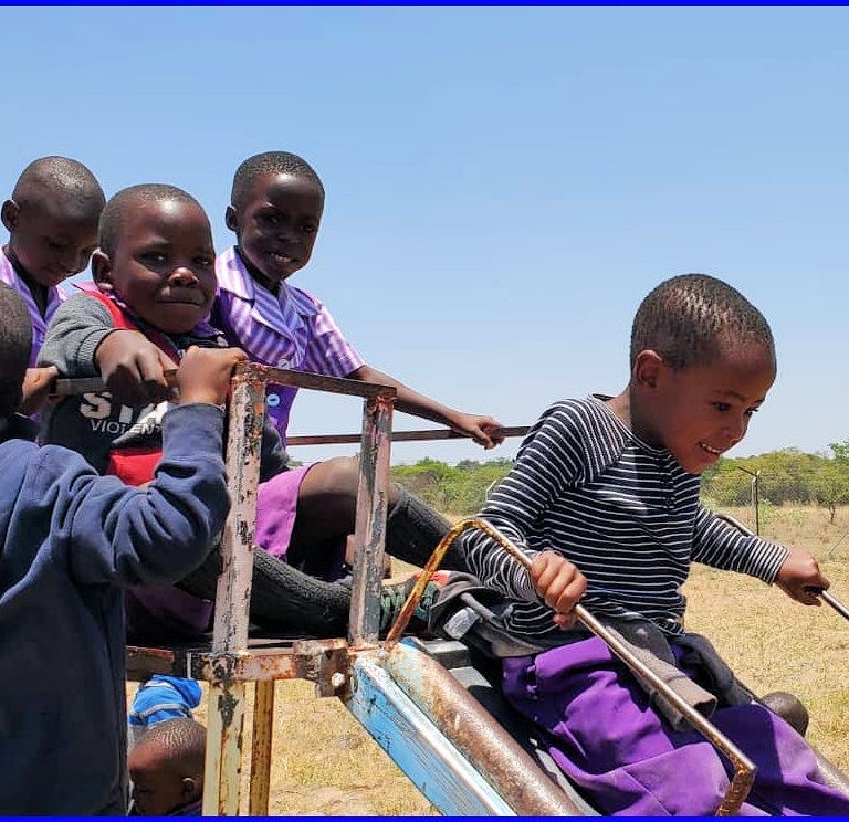Children on a slide