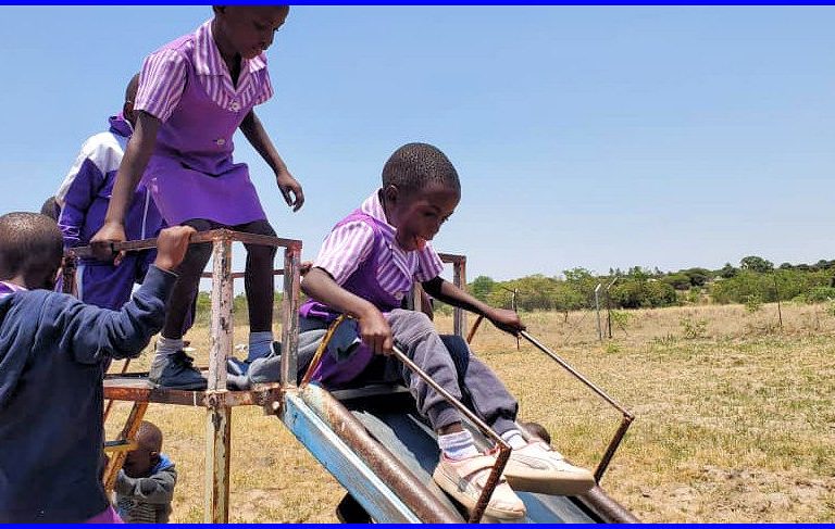 Children on a slide